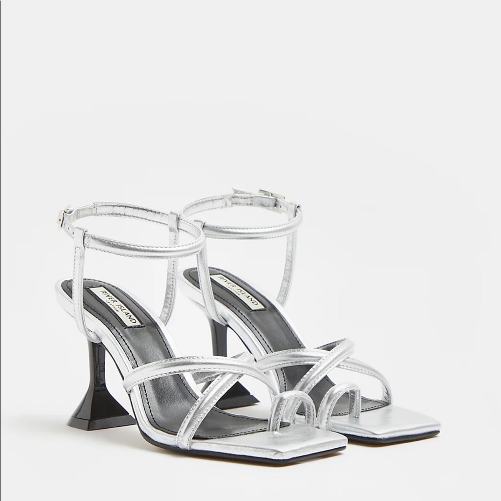River Island Silver Strappy Heels